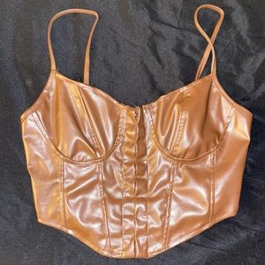 Brown Pleather Corset Too